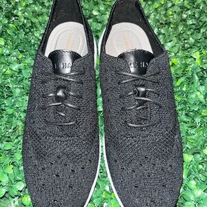 Men's Black Knit Lace-Up Casual Shoes